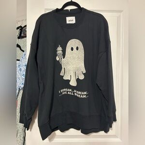 Aerie Halloween Ghost Black Cozy Sweatshirt